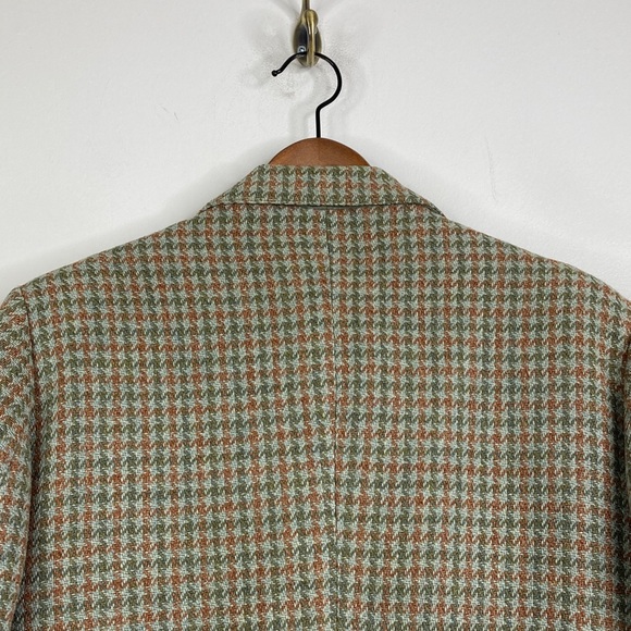 Vintage Harris Tweed Sport Coat Mens 42S Green Brown Houndstooth Wool 60s 70s - Picture 6 of 15